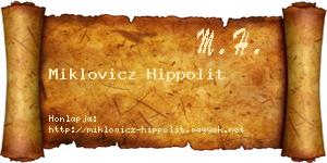 Miklovicz Hippolit névjegykártya